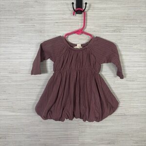 Baby Girl’s Burt’s Bees Baby Purple Long Sleeve Bubble Dress Size 0-3 Months